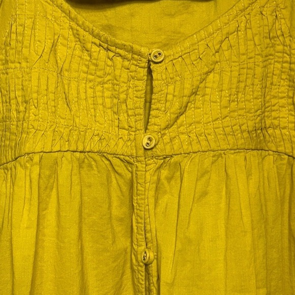 Closbella Button Front Smocked Peasant Blouse Long Sleeve Fall Yellow Size XL - Picture 3 of 10